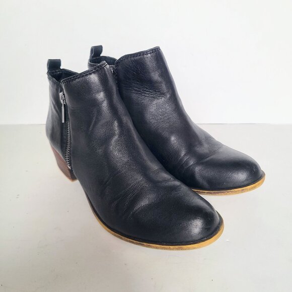 Lucky Brand Basel Black Leather Ankle Booties Size 7.5 - Picture 5 of 13